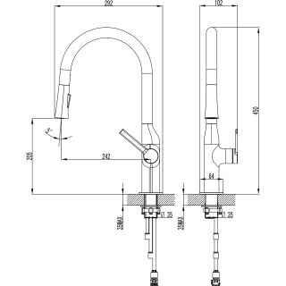 Смеситель для кухонной мойки Azario VINCENTE AZ-VPV569064PA выдвижной излив